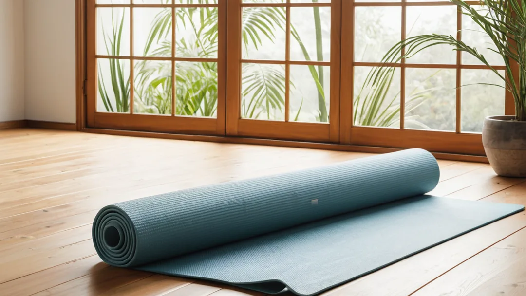 Tapis de yoga dans un espace apaisant